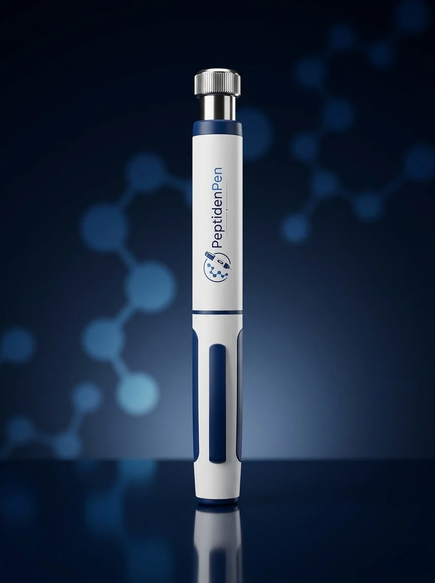 De PeptidenPen — branded dosering-pen met logo